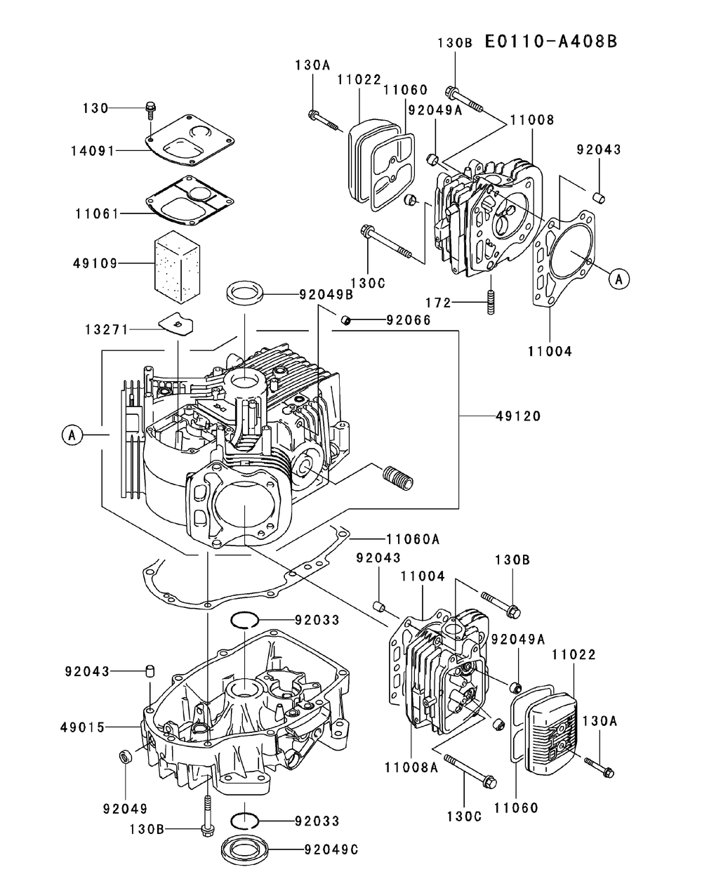 Fh580v-As11 Cylinder And Crankcase Diagram and Parts List for ENFORCER44 53AI3AGF750-19HP Cub Cadet Lawn Tractor